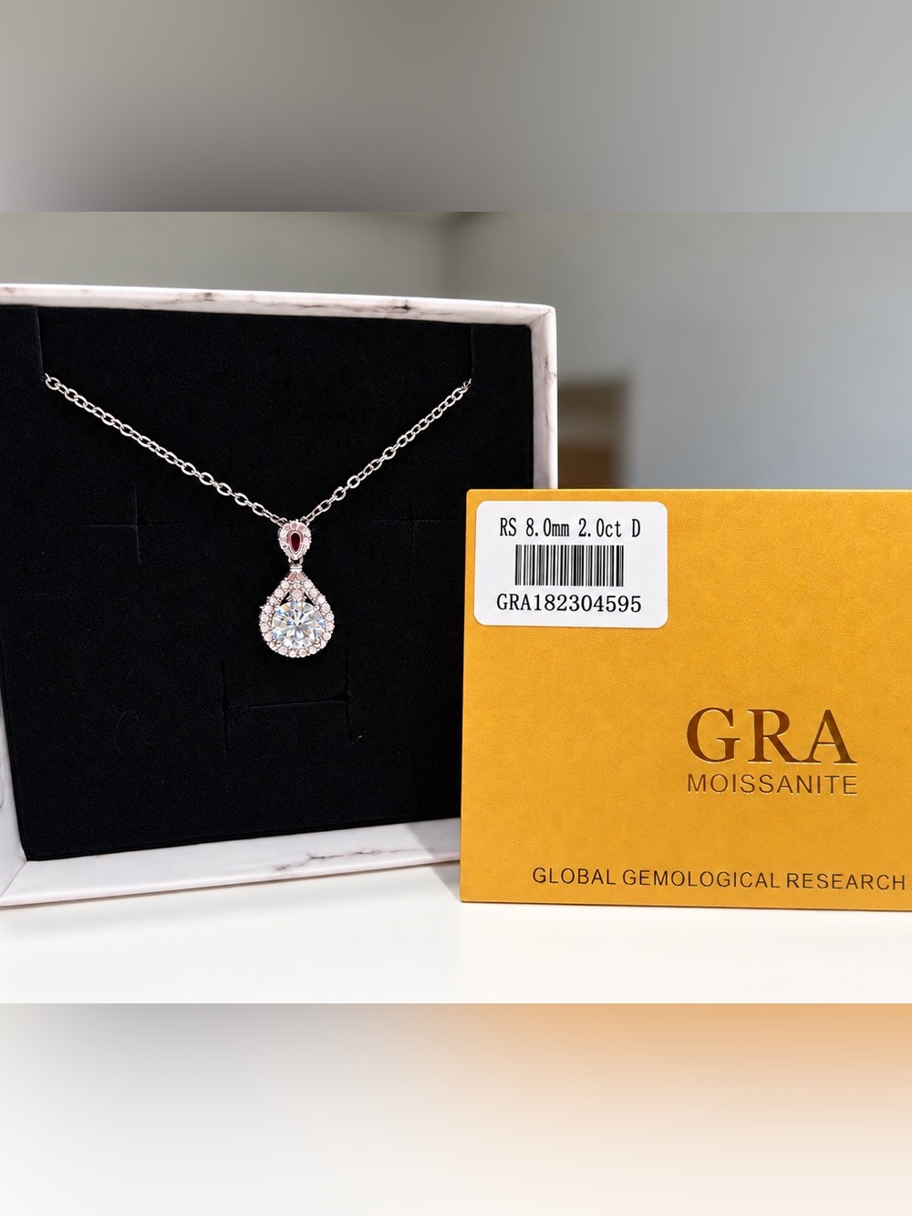 2 CT Moissanite Teardrop Pendant Necklace